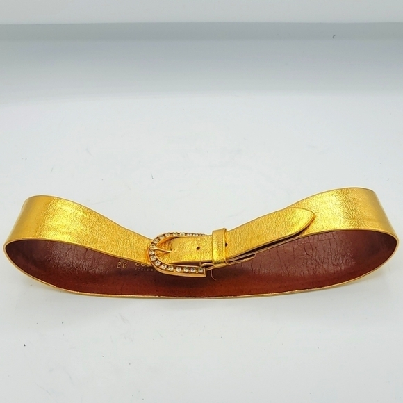 Vintage Gold Waist Best With Jeweled Buckle Size 26 - Picture 3 of 12